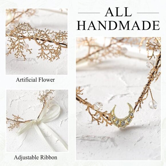 Woodland Flower Elf Crown Floral Moon Headpiece for Fairy Costume Cosplay main image 6